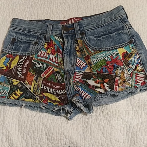 marvel denim shorts